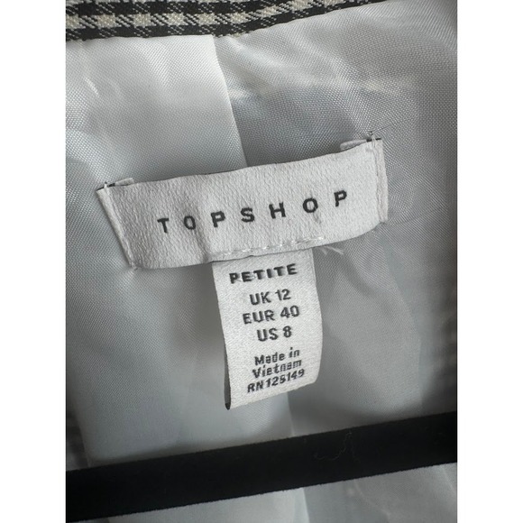 TOPSHOP Petite Houndstooth Double Breasted Blazer Womens US Size 8 - Picture 3 of 7